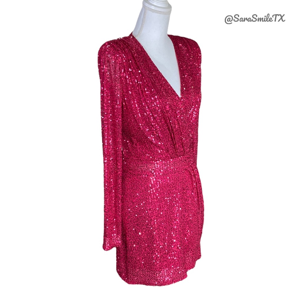 RAMY BROOK - Reba - Sequin Plunge V-Neck Long Sleeve Party Cocktail Dress - Picture 10 of 16